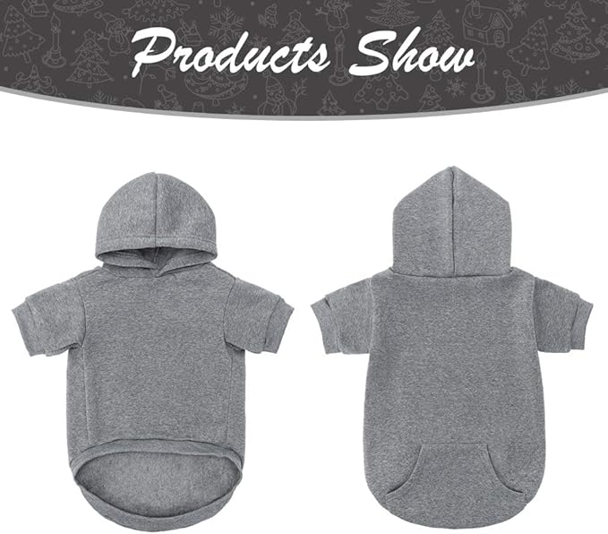 KOOLTAIL Basic Dog Hoodie - Soft and Warm Dog Hoodie Sweater with Leash Hole and Pocket, Dog Winter Coat, Cold Weather Clothes Sweatshirt for Small Medium Large Dogs Puppy Cat Boys Girls Grey L