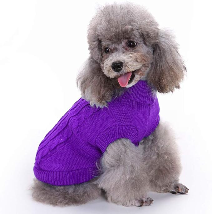 Dog Sweater for Small, Medium, Large Dogs - Warm Winter Turtleneck Pet Clothes for Cats and Puppies - Cute Classic Christmas Coat for Girls and Boys