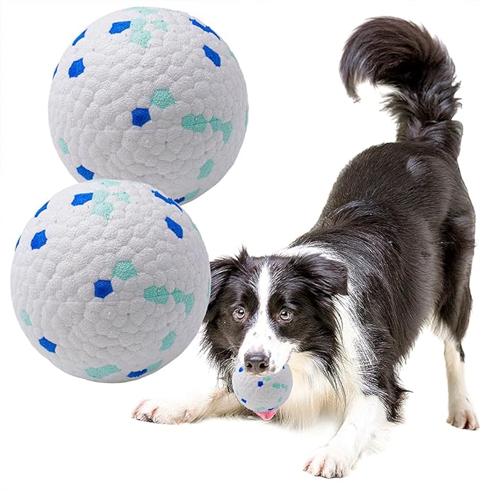 Durable E-TPU Dog Balls, 2 PCS, Indestructible Bouncy Floating Balls for Medium & Large Dogs, Training Toys for Aggressive Chewers, Water Play, Outdoor Fun