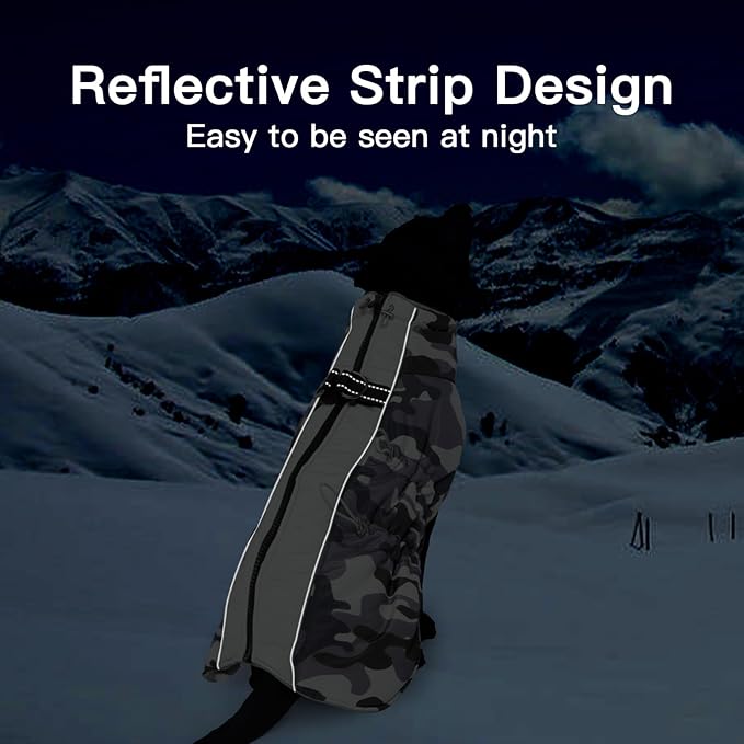 Dog Coat Winter Warm Dog Jackets for Large Dogs Reflective Snowsuit with Harness Fleece Dogs Snow Jacket Waterproof Pet Clothes for Cold Weather