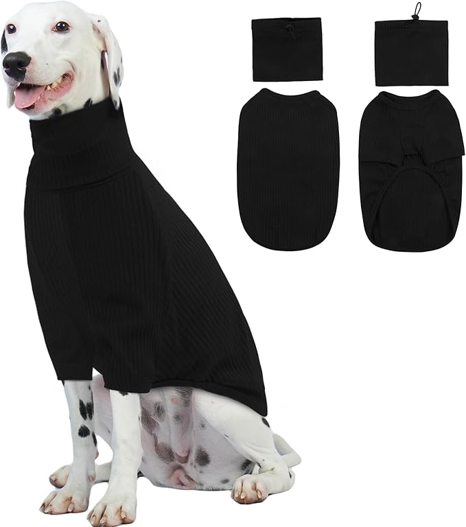 ROZKITCH Dog Shirt with Hoodie Dog Ears Cover 2 in 1, Soft Lightweight Dog Striped T Shirt Pullover Dog Tank with Detachable Ear Wrap, Dog Hoodie Tshirt Dog Boy Girl, Stretchy Sweater Black L