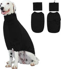ROZKITCH Dog Shirt with Hoodie Dog Ears Cover 2 in 1, Soft Lightweight Dog Striped T Shirt Pullover Dog Tank with Detachable Ear Wrap, Dog Hoodie Tshirt Dog Boy Girl, Stretchy Sweater Black M