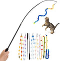 Cat Wand Toy, 9Pcs Retractable Plush Srtip Cat Teaser Wand Toys with Bell & String, Long Interactive Wand Toys for Indoor Kitten, Exercise
