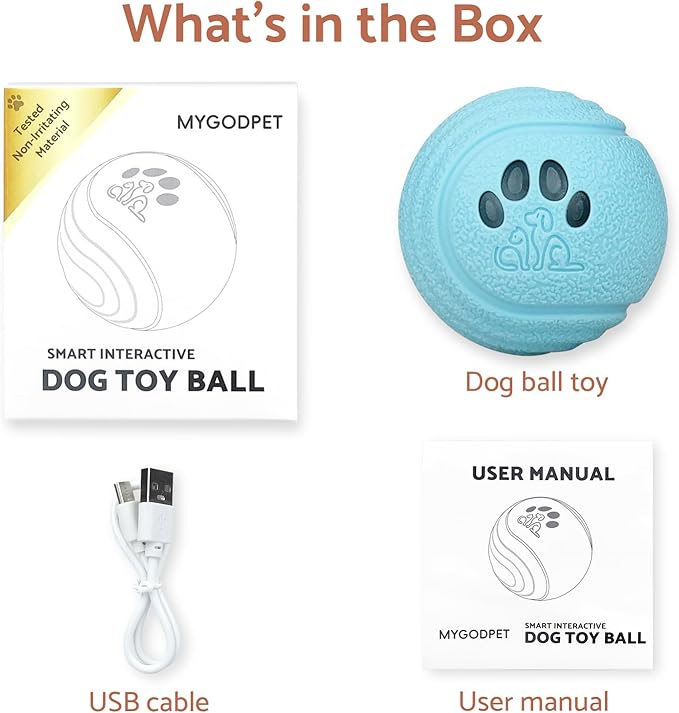 Interactive Dog Balls, Smart Dog Toys, 4 Movement Modes, Durable TPU Squeezably Elastomeric Material, Motion Activated Automatic Moving Rolling Ball for Dogs 20-60 lbs