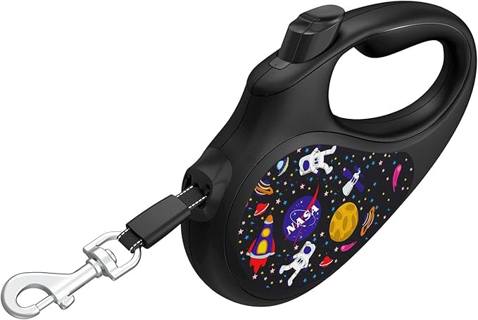 WAUDOG Retractable Dog Leash 16 Ft - 360° Tangle Free - Heavy Duty Pet Walking Leash for X-Small Small Medium Large Dog or Cat with One-Handed Brake Pause Lock (L, NASA)