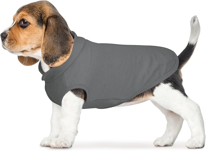 FUAMEY Dog Fleece Vest for Small Dogs,Warm Stretchy Dog Sweatshirts Pullover with Leash Hole Dogs Sweater Soft Pet Turtleneck Cozy Pet Vest Lightweight Sleeveless Grey XXS