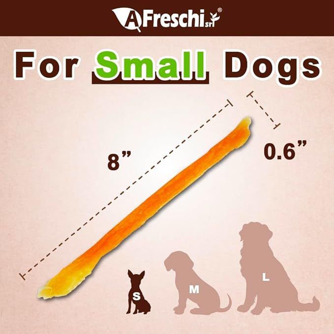 AFreschi Turkey Tendons for Dogs, USA-Sourced, Healthy Dog Treats, Rawhide-Free Puppy Chews, Long Lasting, All Natural, Hypoallergenic Dog Treats for Small Breeds, 10 oz Pack Strips