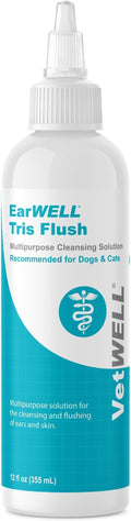 VetWELL Dog Ear Cleaner Solution & Infection Treatment for Dogs & Cats, Tris Otic Cleanser Drops Helps Eliminate Odor and Relieve Infections - 12oz