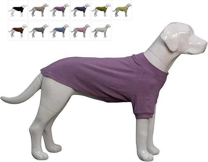 Lovelonglong Ribbed Dog T-Shirt Cotton Knitted Dog Sweaters for All Season Pet T-Shirts for Large Medium Small Dogs Taro Purple S