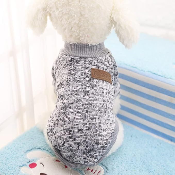 Idepet Pet Dog Classic Knitwear Sweater Fleece Coat Soft Thickening Warm Pup Dogs Shirt Winter Pet Dog Cat Clothes Puppy Customes Clothing for Small Dogs (XXS, Grey)