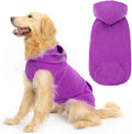 EXPAWLORER Dog Hoodie Fleece Sweater Vest, Hooded Dog Sweatshirt Fall Winter Pet Clothes with Leash Ring, Sleeveless Warm Cozy Puppy Clothing for Cat Small Medium Large Dogs Girl Boy, Purple S