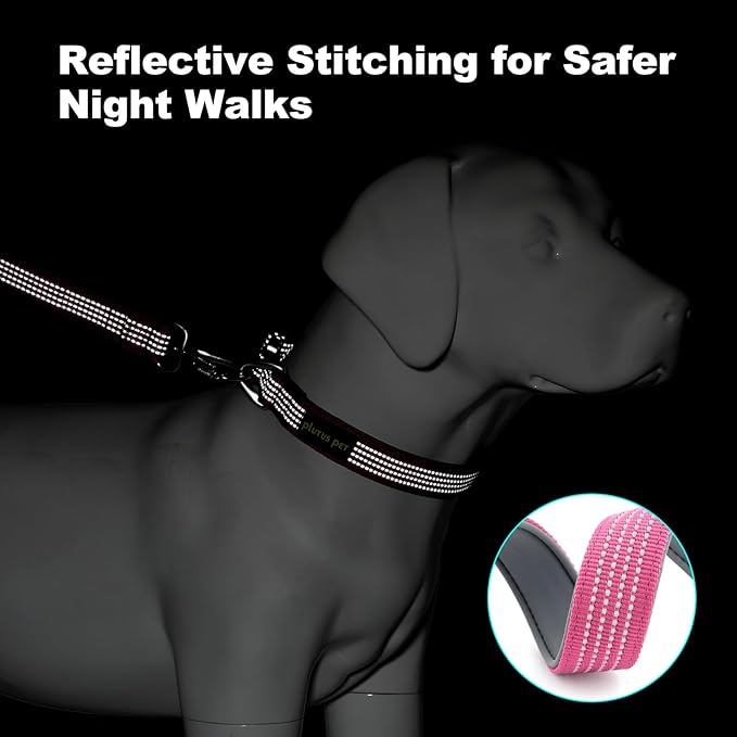 Plutus Pet Reflective Dog Collar with Aviation Aluminum Buckle, Neoprene Padded for Comfort, Lightweight, Heavy Duty Nylon Collar for Puppy Small Medium Large Dogs (Pink, S)