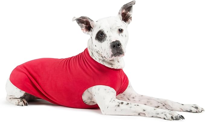 Goldpaw Stretchy Fleece Jacket for Small Dogs - Super Soft, Warm Dog Sweater - Pet Sweater Vest for Fall and Winter - Canine Clothes Made in The USA - Machine Washable - Red - Size 28