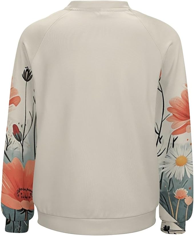Long Sleeve Shirts for Women Cat Oil Painting Shirt 3D Graphic Sweatshirts Fall Pullover Crewneck Vintage Boho Tops