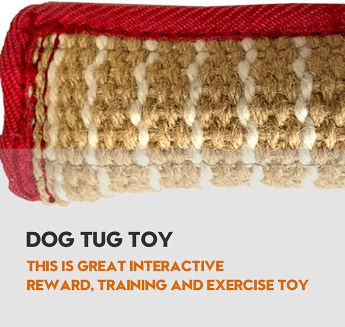 Dog Tug Toy, Dog Bite Jute Pillow Pull Toy with 2 Strong Handles, Perfect for Tug of War, Puppy Training Interactive Play, Bite Training Toys for Medium to Large Dogs (Pink Yellow)