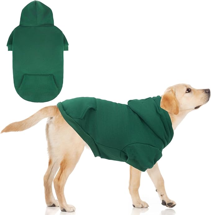 KOOLTAIL Basic Dog Hoodie - Soft & Warm Pet Hoodie Sweater with Leash Hole and Pocket, Dog Winter Coat, Cold Weather Clothes Sweatshirt for Small Medium Large Dogs Puppy Cat Boys Girls Green XL/XXL