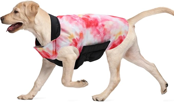 CuteBone Winter Dog Coat - Waterproof Windproof Reversible Vest, Thick Adjustable Cold Weather Jacket for Small Medium Large Dogs, Soft With Leash Hole GMF29L