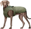 Kuoser Canvas Dog Coat, Warm Dog Jacket Reflective Fleece Pet Cold Weather Coat, Warm Doggie Clothes Waterproof Winter Vest with Zipper Leash Hole for Small Medium Large Dogs, Army Green L