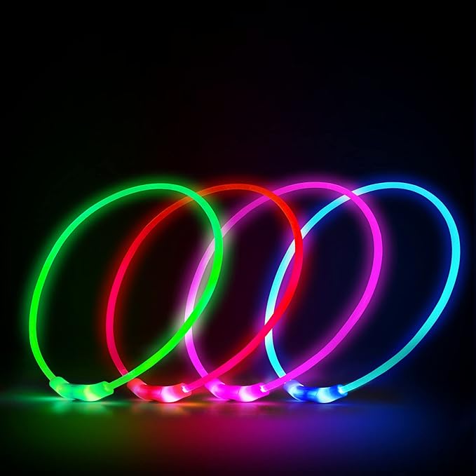 LED Dog Collar, Rechargeable Light Up Dog Collars,IP67 Waterproof Dog Lights for Night Walking，Adjustable, Reusable Safety Necklace for Small Medium Large Dogs (Green)