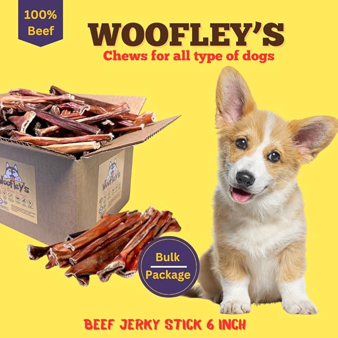 Woofley's - Esophagus Stick (100 Count)- Gullet Sticks for Dogs - Safe Jerky Dog Chews -Easily Digestible Dog Jerky Bully Sticks