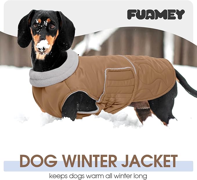 FUAMEY Winter Warm Turtleneck Coat - Thick Waterproof Fleece - Dog Snowsuit for Small to Large Dogs