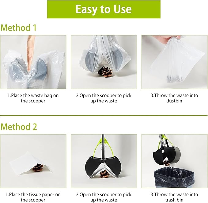 28" Foldable Pooper Scooper with Bag Dispenser & Rolls – Compact One-Hand Pickup, Heavy-Duty Design for Yard & Daily Walks