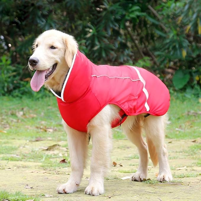 QBLEEV Warm Dog Coat Reflective Dog Jacket, Waterproof Dog Winter Coat Turtleneck Dog Clothes for Cold Weather, Thick Fleece Dog Snowsuit Christmas Dog Vest Pet Apparel for Small Medium Large Dogs 2XL