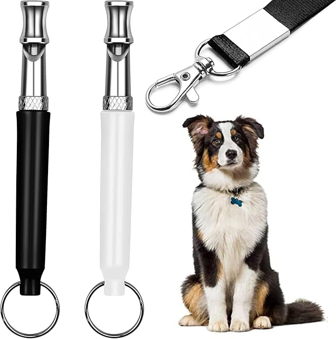 Professional Dog Whistle to Stop Barking - Adjustable Silent Training Whistle for All Breeds (Labrador, German Shepherd, Beagle) with Lanyard - 2 Packs for Recall, Obedience & Anti-Barking Training