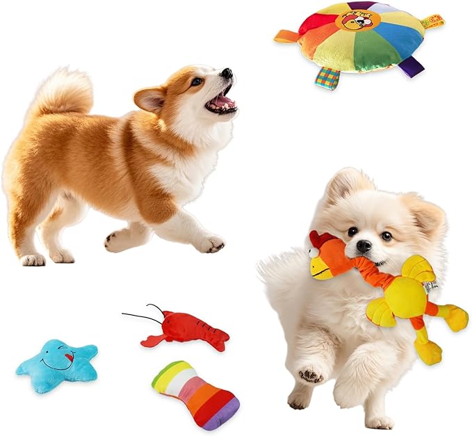 12 Piece Dog Toy Set, Rope Toys, Ball, Plush Toys, Bones and More Squeaky Dog Toys, Indoor/Outdoor Puppy Toys, Training
