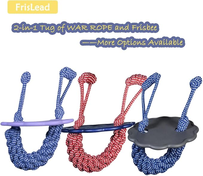 2-in-1 Dog Tug of War Rope and Frisbee, Dog Toy,Tough Rope Toy, Flying Disc, Tug Toy for Outdoor and Indoor Play (Iris Blue)