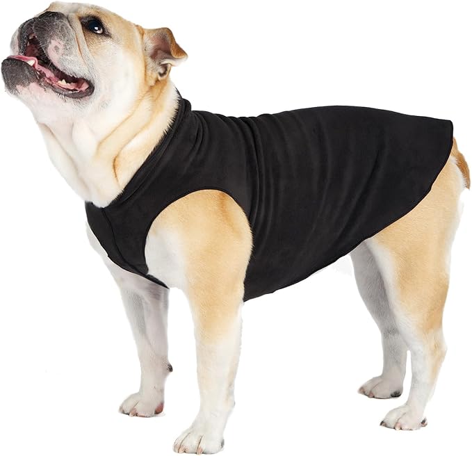 Goldpaw Stretchy Fleece Jacket for Small Dogs - Super Soft, Warm Dog Sweater - Pet Sweater Vest for Fall and Winter - Canine Clothes Made in The USA - Machine Washable - Black - Size 18