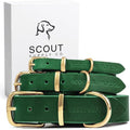 Classic Genuine Leather Dog Collar | Dog Collars for Medium Dogs, Small Dogs, Large Dogs & Extra Large Dog | Wide Dog Collar | Heavy Duty Collar (Green, XX Large)