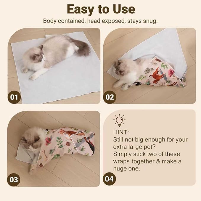 Cat Grooming Wrap Cat Wrap for Cutting Nails, 27.6" Cat Wrap for Grooming, Cat Restraint for Nail Clipping, Multifunctional Swaddle Wrap Pet Tool, Cat Burrito Wrap