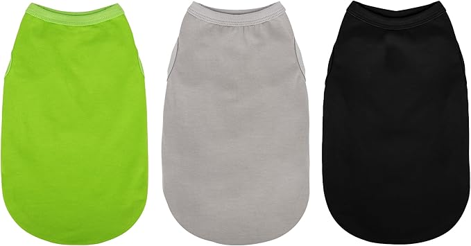 Upgrade Your Pup's Wardrobe: 3-Pack Sleeveless Cotton Dog Shirts for Small and Medium Dogs. Keep Your Pet Cool and Stylish with Colorful Tank Tops Black Green and Gray XL