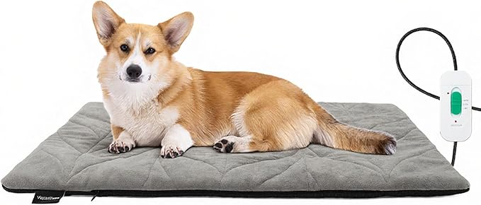 Dog Heating Pad (48"x28") - Waterproof Electric Heated Mat & Pet Bed for Indoor and Outdoor Use, Chew Resistant Cord, Machine Washable Cover with Wheat Pattern Quilting, for Cats and Pets