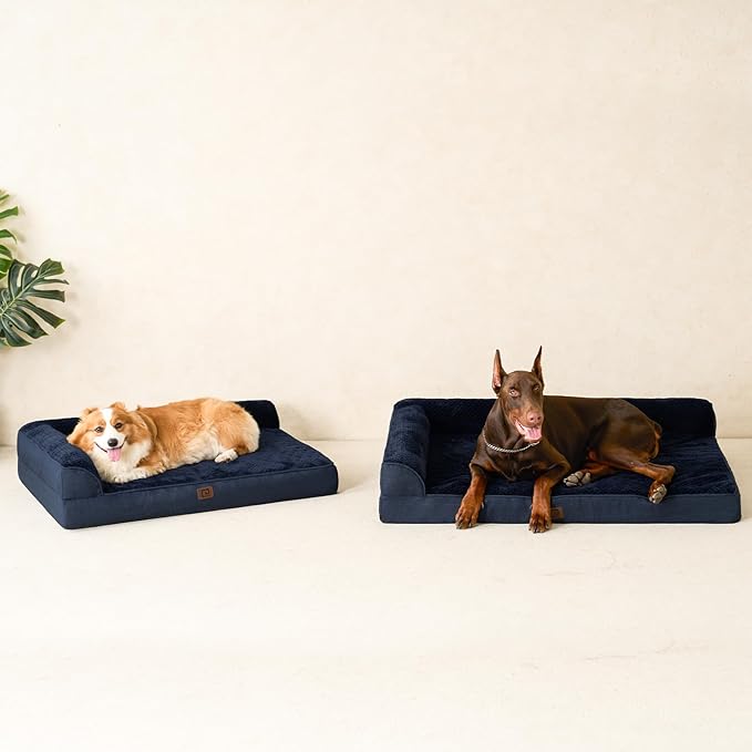 EHEYCIGA Memory Foam Dog Bed XLarge Sized Dogs, Extra Large Dog Bed Orthopedic with Washable Removable Cover, Waterproof XL Pet Bed Couch, 44x33x6 Inches, Navy Blue