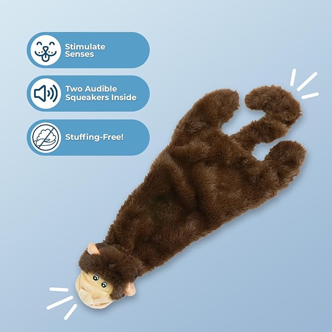 Best Pet Supplies Squeaky Dog Toys with Soft Durable Fabric for Small, Medium and Large Pets Interactive Toy for Indoor Play, Supports Active Biting and Play - Monkey, Medium