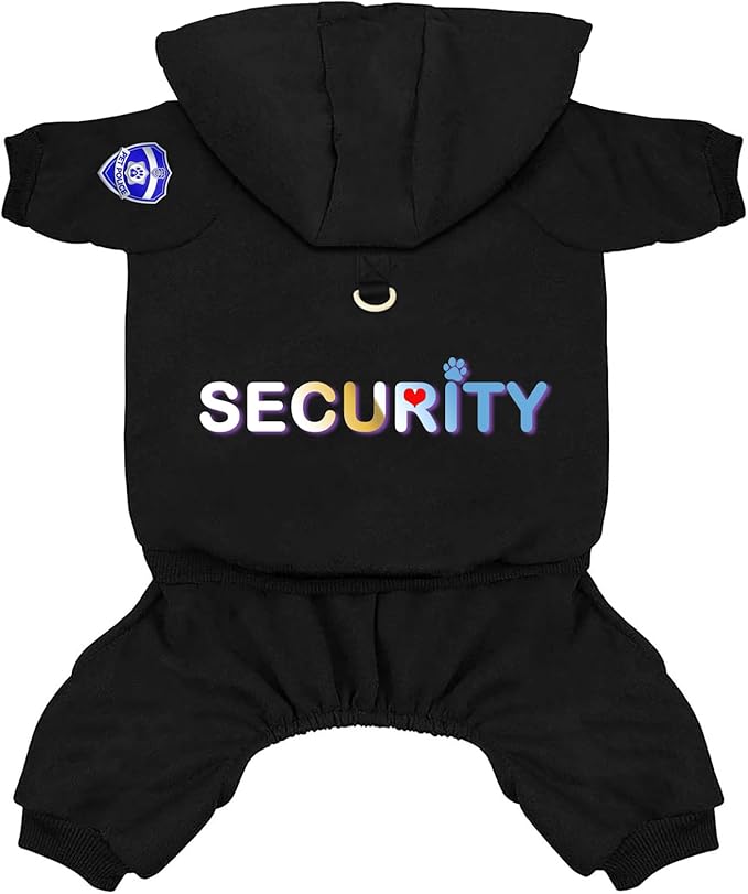 Dog Hoodie Security Clothes Tracksuit 4 Legs Jumpsuit Fleece Sweater Winter Sweat Shirt Warm Cotton Hoodies for Small Dog Medium Large Cat Black 3XL