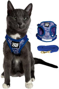 Travel Cat Harness and Leash Set - Adjustable Fit Mesh Cat Harness and Reflective Strap - Comfort Walking Vest for Kitten for Outdoor Walking, Hiking (Medium, Groovy)