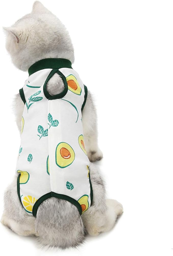Cat Professional Surgical Recovery Suit,E-Collar Alternative for Cats Dogs,After Surgery Wear, Pajama Suit,Home Indoor Pets Clothing (L (8.5-11 Ibs), Avocado)
