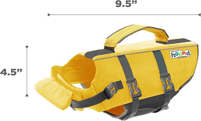 Outward Hound Granby Splash Dog Life Jacket, High-Buoyancy Dog Life Vest for Swimming, Boating, and Water Safety, XS, Yellow