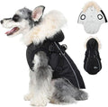 PINA Faux Fur Dog Coat - Warm Winter Jacket with Waterproof Fabric, Reflective Strap for Small to Large Dogs, Black