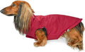DJANGO Reversible Puffer Dog Coat – Warm Winter Dog Jacket & Water-Repellent Insulated Dog Coat with Harness Hole, Windproof, Adjustable Fit for Small & Medium Dogs, Dachshunds – Lava Red, X-Small