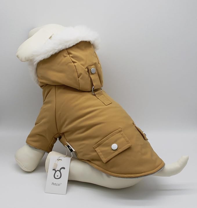 Pet Warm Dog Coat for Winter Dog Clothes Hooded Dog Jacket for Small Puppies Medium Large Dog Cat Clothes Insulated Padded Snow Jacket for Cold Weather Faux Fur (X-Small, Yellow)