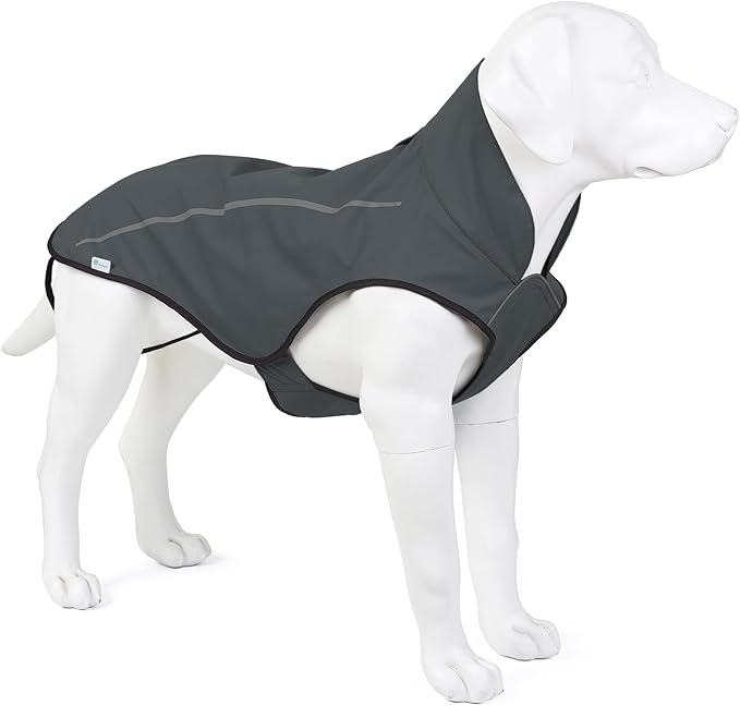 Mile High Life Dog Raincoat, Adjustable Waterproof Reflective Rain Jacket for Small Medium Large Dogs, Lightweight Breathable Pet Rain Coat with Leash Hole(Dark Gray,L Chest 32-40")