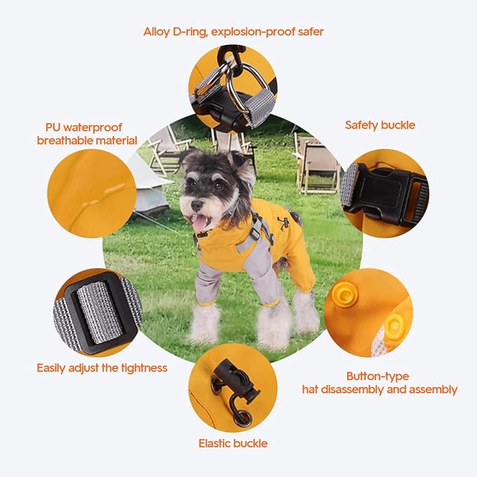 Waterproof Dog Raincoat with Windproof Design Adjustable Fit for Small Medium Large Dogs, Puppies Includes Anti-Slip Dog Shoes for Hardwood Floors and Water Protection, Light-Weight (L)