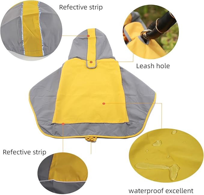 Dogs Packable Lightweight Raincoat: Pet Dog Hood Waterproof Coats Green Size 12