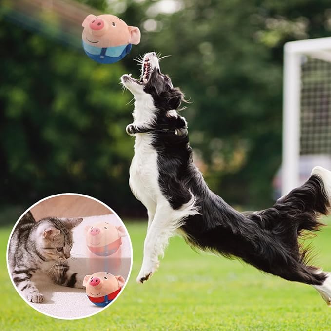 Dog Toys for Small Large Dogs,Puppy Toys to Keep Them Busy,Moving Interactive Squeaky Dog Toy,Active Moving Pet Plush Toy,Small Dog Toys (Red Pig+Blue Pig)