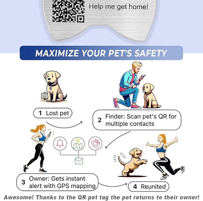 Dog Tags Personalized for Pets,Dog Name Tags QR Code,No Subscription Fees,Modifiable Pet Online Profile,Stainless Steel,No App Required,for Dogs and Cats Small,Medium,Large(Bow Tie,Regular)