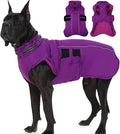 Dog Coats for Extra Large Dogs Winter Waterproof Jacket with Harness Reflective Adjustable Hook&Loop Snowsuit for Cold Weather, Warm Snow Jackets for Dogs Great Dane Saint Bernard, 5XL Purple